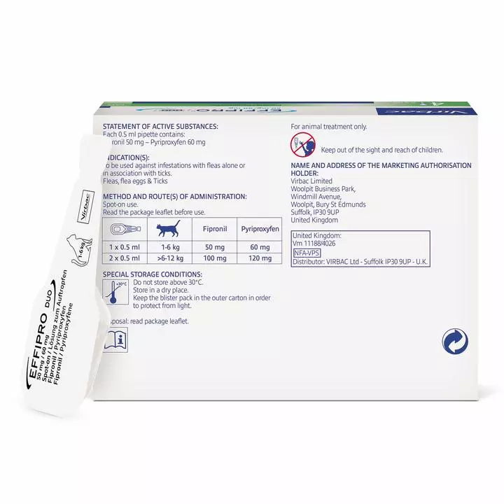 Virbac Effipro Duo Flea & Tick Spot On Solution For Cats & Dogs - Image 3