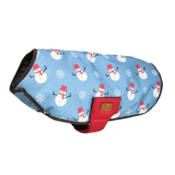 Hy Equestrian Benji & Flo Snowy The Snowman Dog Coat Ice Blue & Berry Red